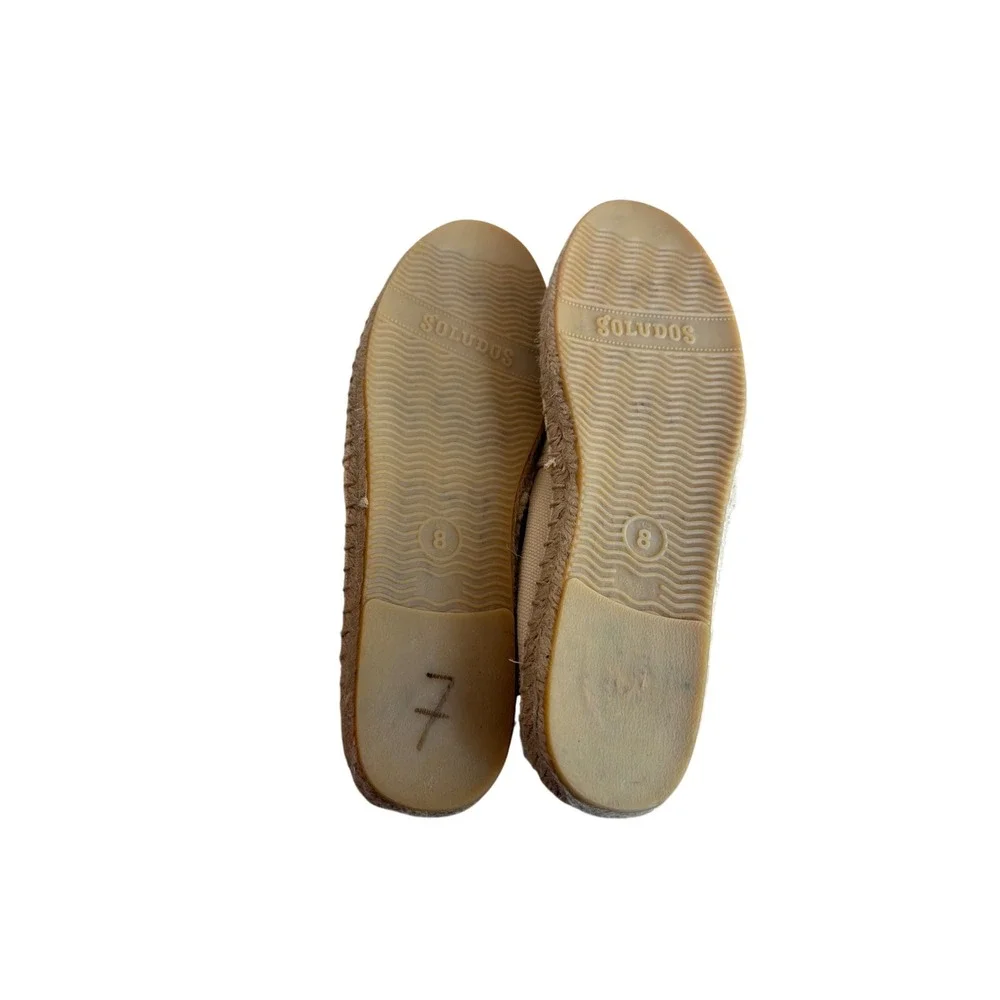 Soludos Espadrille Beige Canvas Dali Slip On Flats Jute Sole Mens 8 Womens 10
